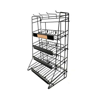 Supermarket hardware store drainage display products: folding promotion cage+multi-layer front desk promotion rack